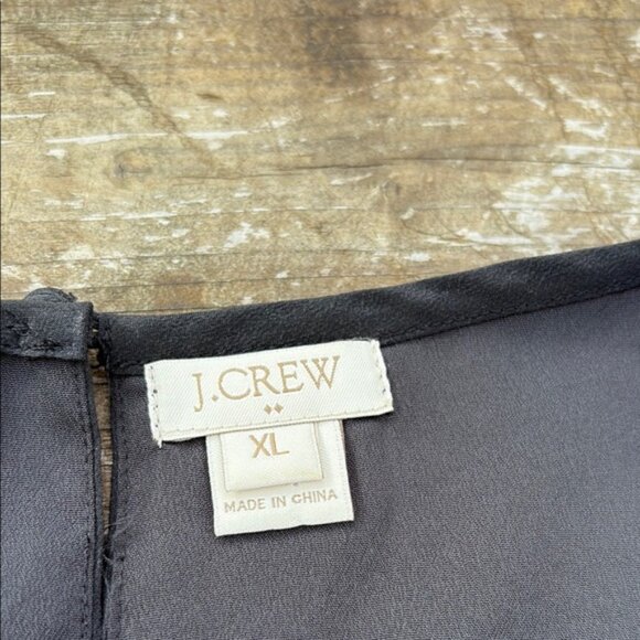 JCrew Black Sleeveless silk Dress with Drawstring Waist size XL - Picture 3 of 5